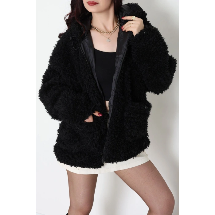 Sheep Kapşonlu Mont Siyah - 406999.1247.