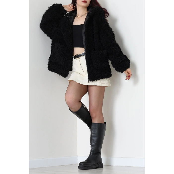 Sheep Kapşonlu Mont Siyah - 406999.1247.