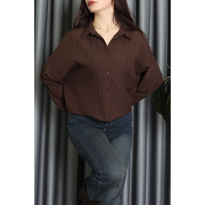 Siena Kumaş Gömlek Kahverengi - 2357.1602.