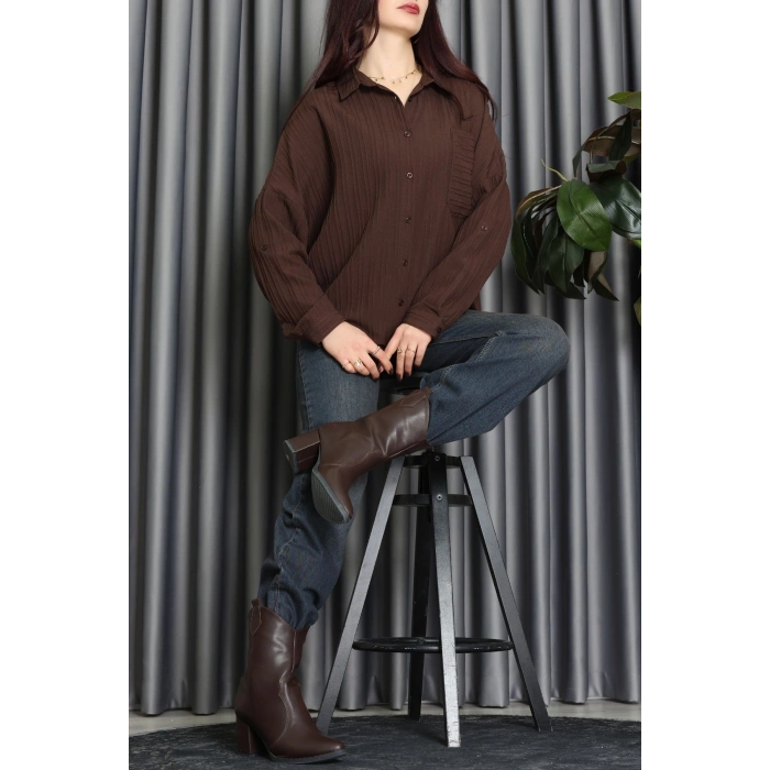 Siena Kumaş Gömlek Kahverengi - 2357.1602.