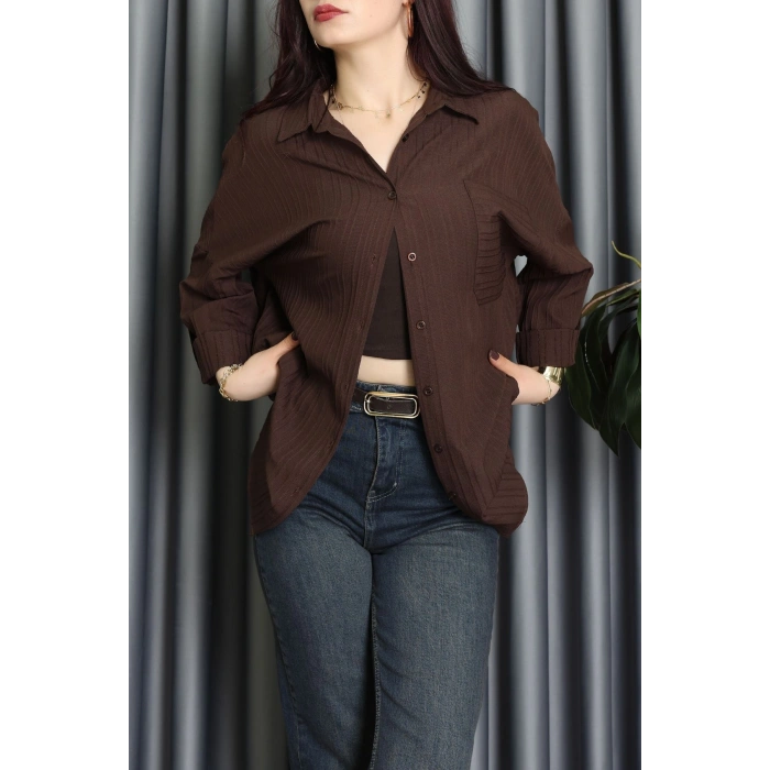 Siena Kumaş Gömlek Kahverengi - 2357.1602.