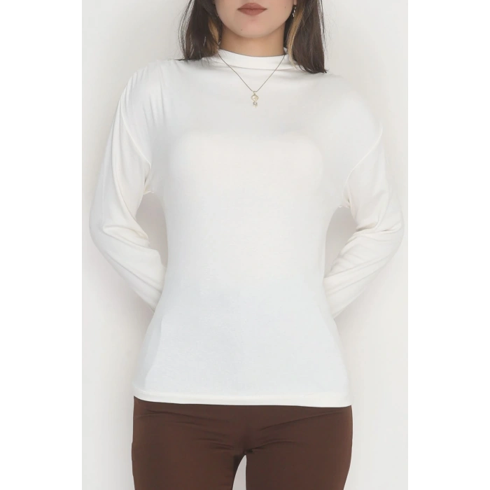 Sırt Dekolteli Örme Bluz Ekru - 71788.444.