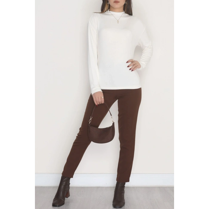 Sırt Dekolteli Örme Bluz Ekru - 71788.444.