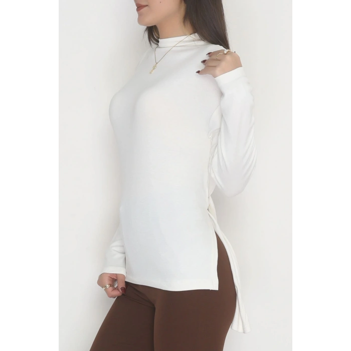 Sırt Dekolteli Örme Bluz Ekru - 71788.444.