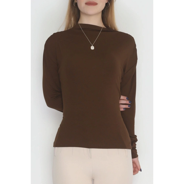 Sırt Dekolteli Örme Bluz Kahve - 71788.444.