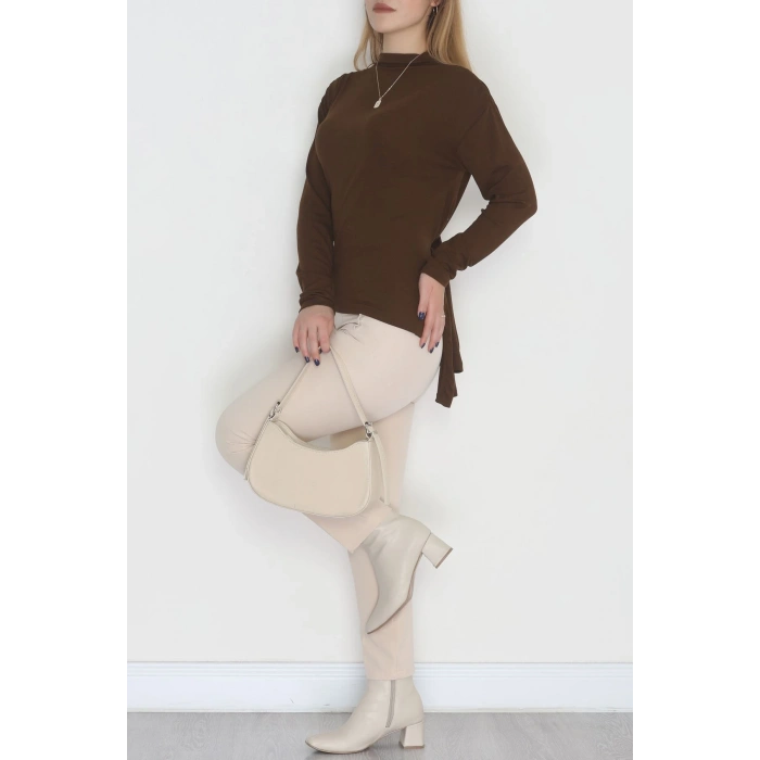 Sırt Dekolteli Örme Bluz Kahve - 71788.444.