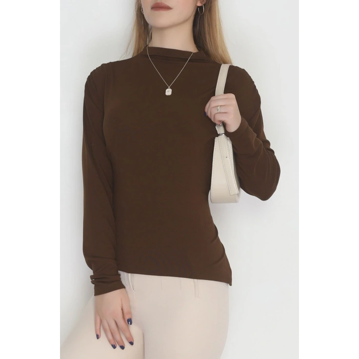 Sırt Dekolteli Örme Bluz Kahve - 71788.444.