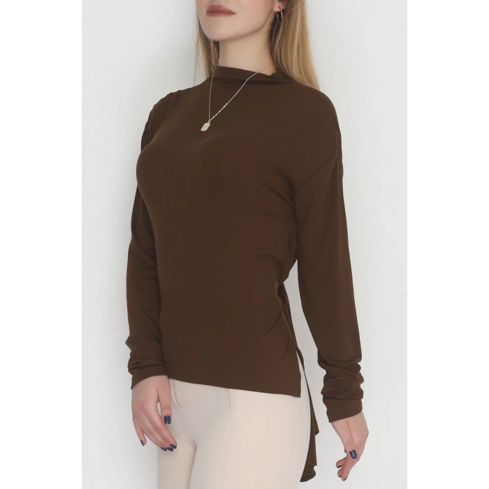 Sırt Dekolteli Örme Bluz Kahve - 71788.444.