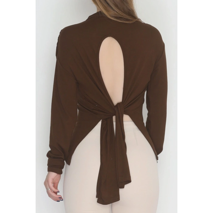 Sırt Dekolteli Örme Bluz Kahve - 71788.444.