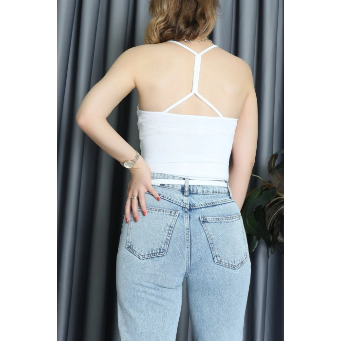 Sırtı Çapraz Askılı Bodysuit Beyaz - 71725.444.