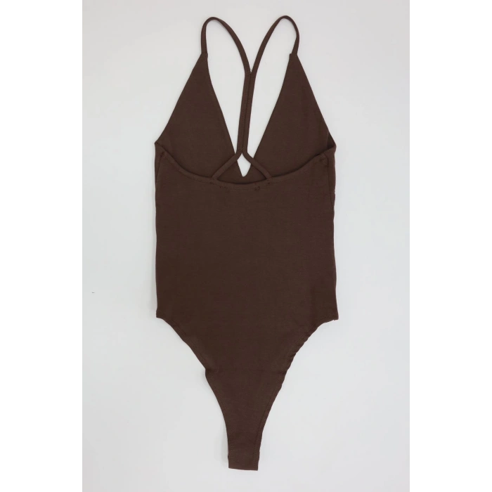 Sırtı Çapraz Askılı Bodysuit Kahve - 71725.444.