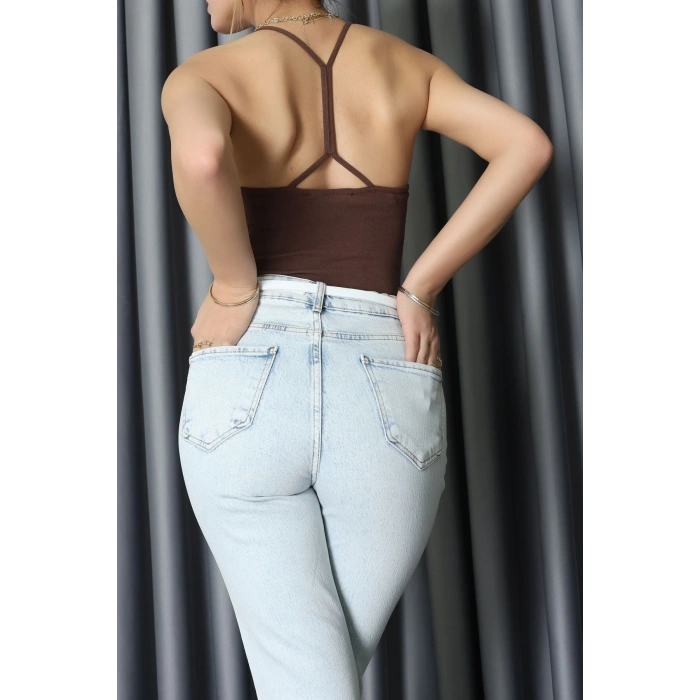 Sırtı Çapraz Askılı Bodysuit Kahve - 71725.444.