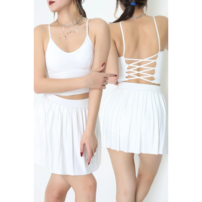 Sırtı Çaprazlı İp Askılı Kaplı Büstiyer Beyaz - 9044.125.