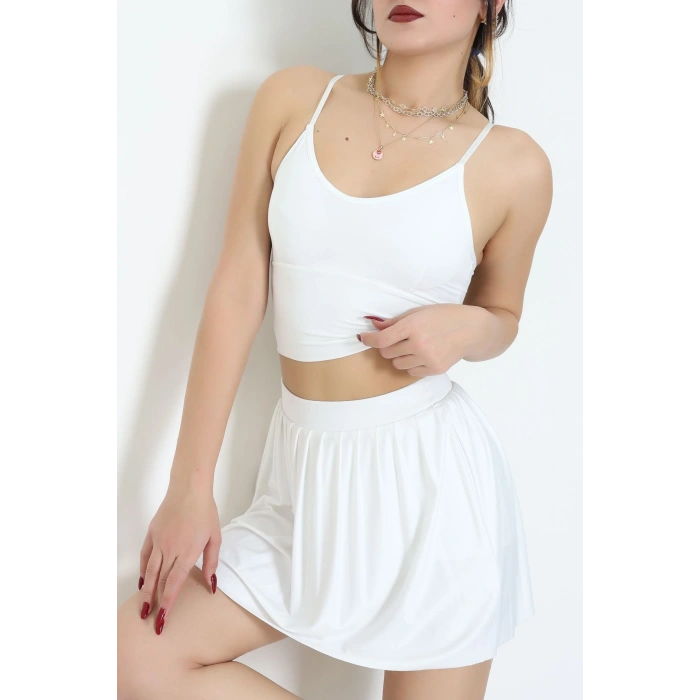 Sırtı Çaprazlı İp Askılı Kaplı Büstiyer Beyaz - 9044.125.