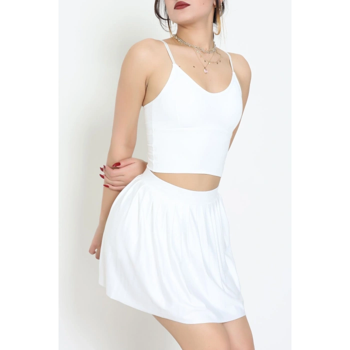 Sırtı Çaprazlı İp Askılı Kaplı Büstiyer Beyaz - 9044.125.