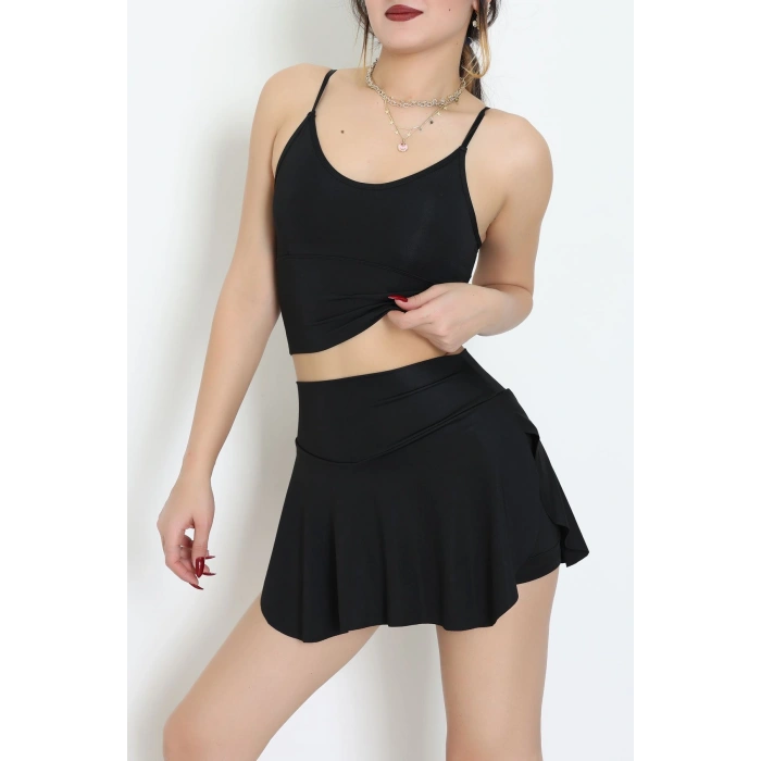 Sırtı Çaprazlı İp Askılı Kaplı Büstiyer Siyah - 9044.125.