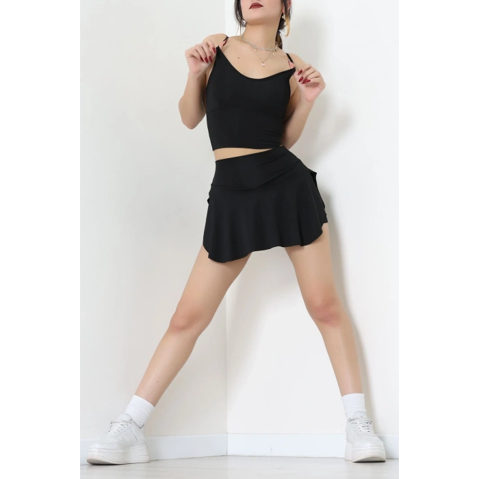 Sırtı Çaprazlı İp Askılı Kaplı Büstiyer Siyah - 9044.125.