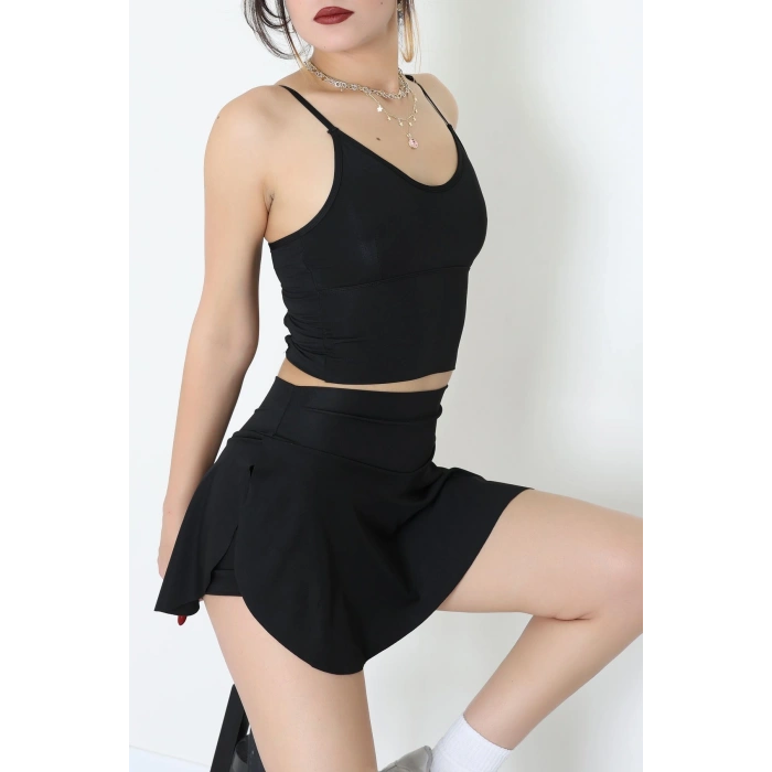 Sırtı Çaprazlı İp Askılı Kaplı Büstiyer Siyah - 9044.125.