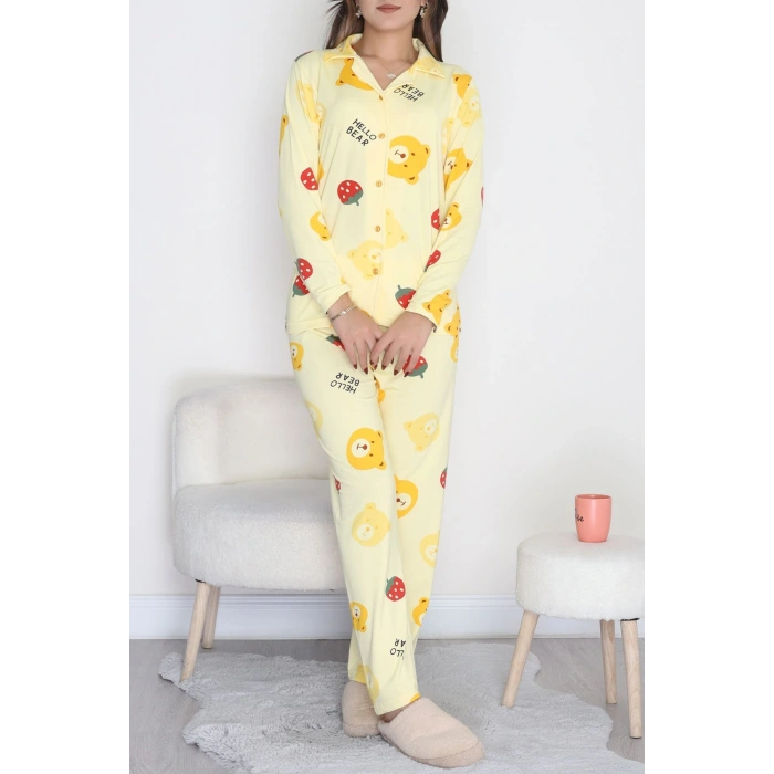 Soft Milan Düğmeli Pijama Takımı Sarıçilek - 7511.1287.