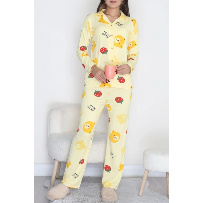 Soft Milan Düğmeli Pijama Takımı Sarıçilek - 7511.1287.