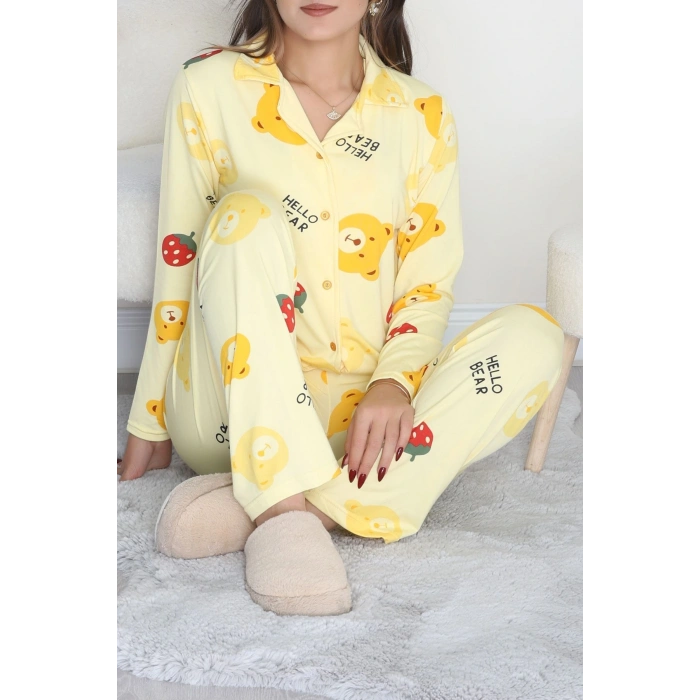 Soft Milan Düğmeli Pijama Takımı Sarıçilek - 7511.1287.