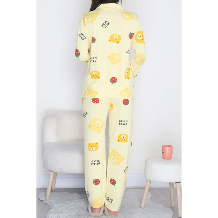 Soft Milan Düğmeli Pijama Takımı Sarıçilek - 7511.1287.