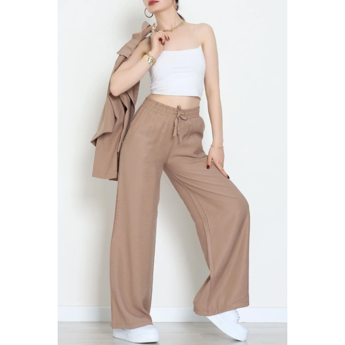 Soft Touch Dokuma Modal Fermuarlı İkili Takım Sütlükahve - 55012.1837.