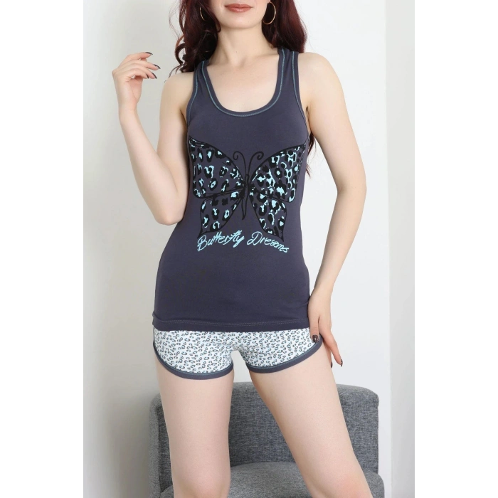 Şortlu Pijama Takımı Fümeturkuaz - 52357.2161.
