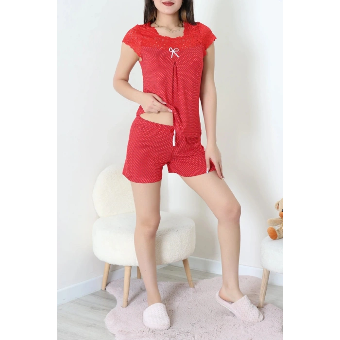 Şortlu Pijama Takımı Kırmızıpuanlı - 52359.2161.