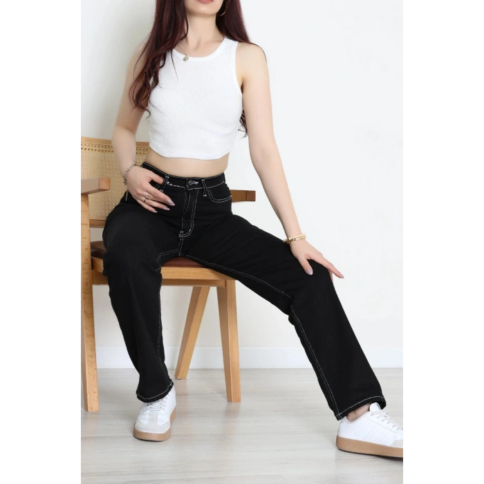 Straight Kot Pantolon Siyahbeyaz - 410452.2141.