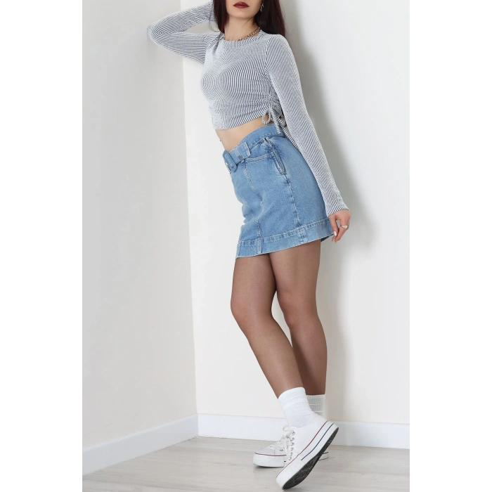 Su Yolu Kumaş Yan Bağlama Detay Bluz Laci - 1018.2119.