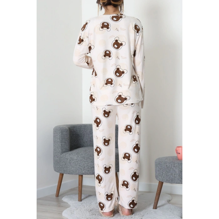 Süet Alt Üst Aynı Pijama Takımı Bejkahve1 - 118.1287.