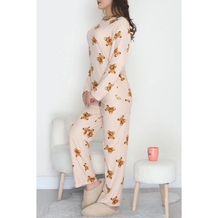 Süet Alt Üst Aynı Pijama Takımı Kremayı - 118.1287.