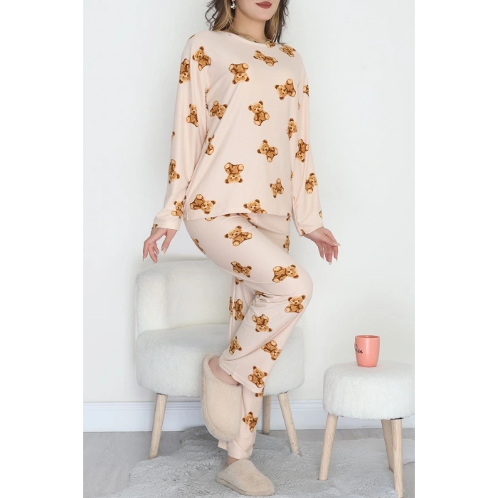 Süet Alt Üst Aynı Pijama Takımı Kremayı - 118.1287.