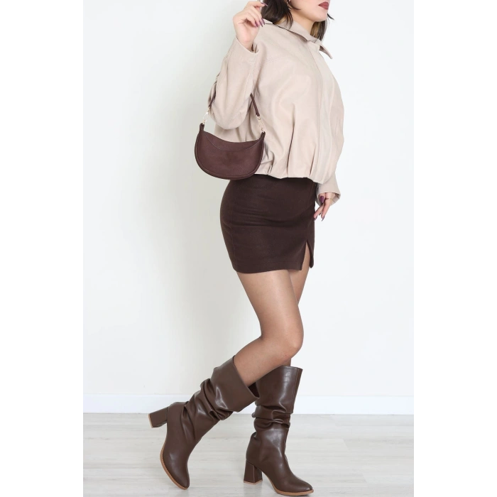 Süet Bomber Ceket Bej - 8777.179.