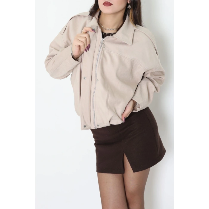 Süet Bomber Ceket Bej - 8777.179.
