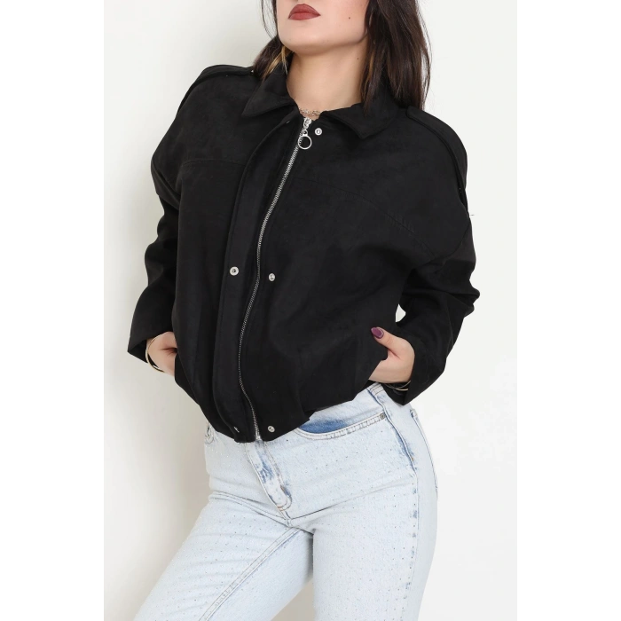 Süet Bomber Ceket Siyah - 8777.179.