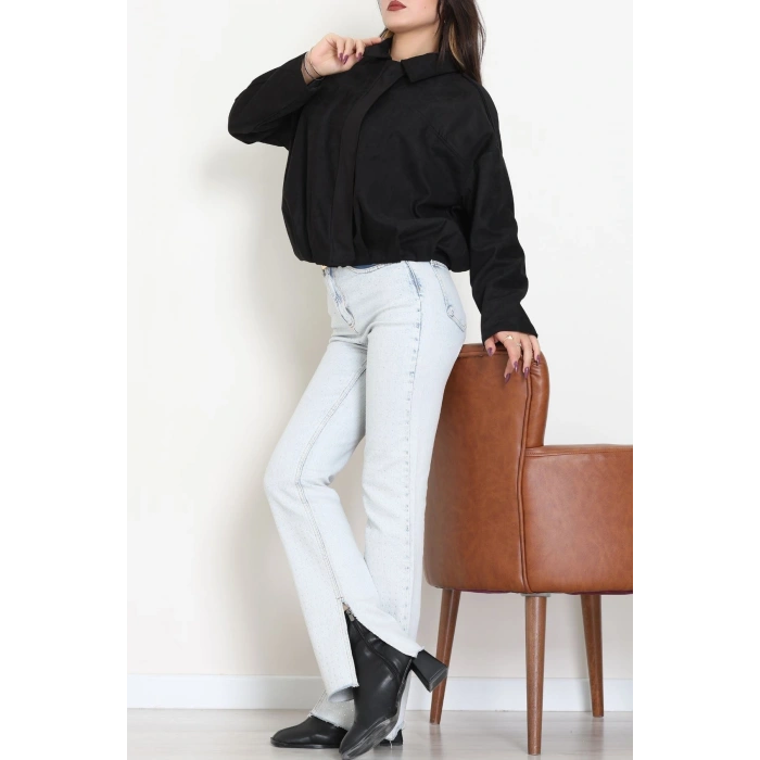 Süet Bomber Ceket Siyah - 8777.179.