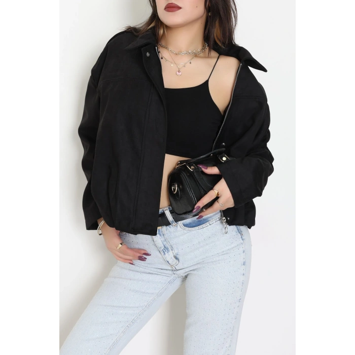 Süet Bomber Ceket Siyah - 8777.179.
