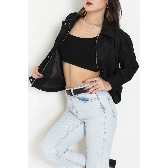 Süet Bomber Ceket Siyah - 8777.179.