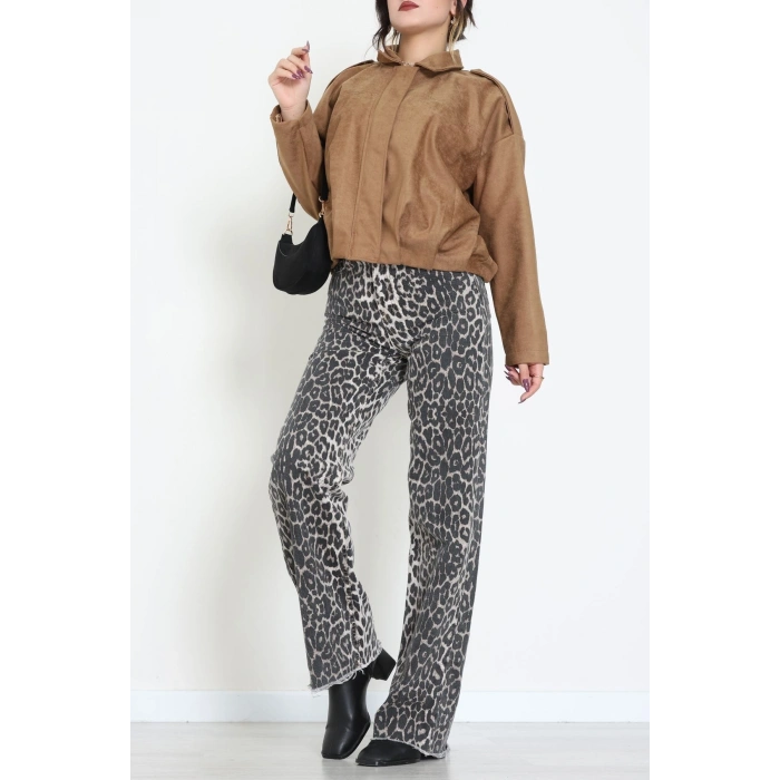 Süet Bomber Ceket Vizon - 8777.179.