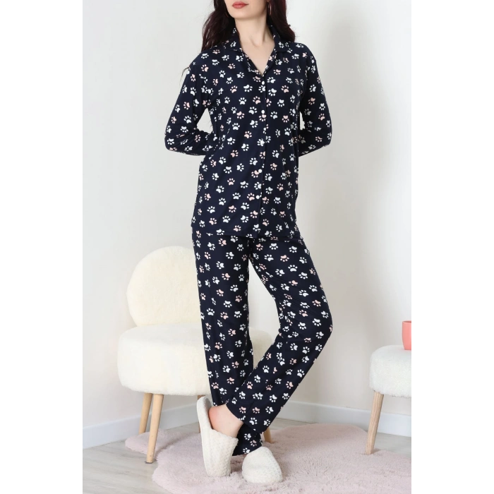 Süet Düğmeli Pijama Takımı Lacibeyaz - 55014.1048.