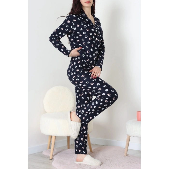 Süet Düğmeli Pijama Takımı Lacibeyaz - 55014.1048.