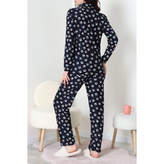 Süet Düğmeli Pijama Takımı Lacibeyaz - 55014.1048.