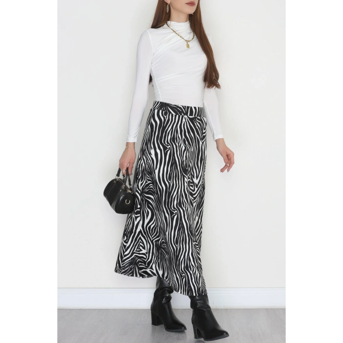 Süet Mevlana Etek Siyahbeyaz - 51060.1355.