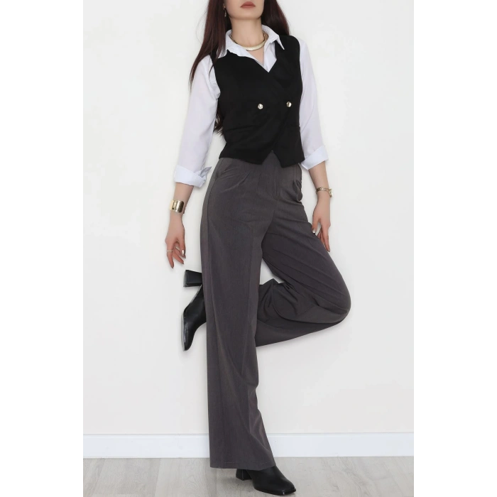 Süet Oversıze Yelek Siyah - 6262.424.