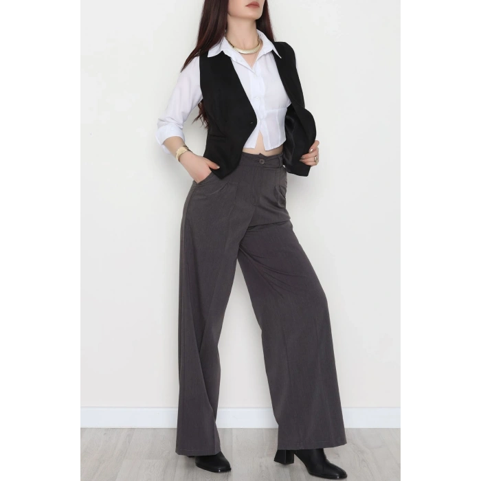 Süet Oversıze Yelek Siyah - 6262.424.