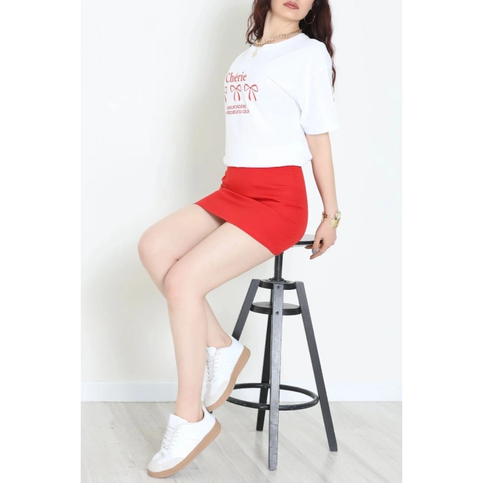 Suprem Baskılı Oversize Tişört Beyaz - 31883.1878.