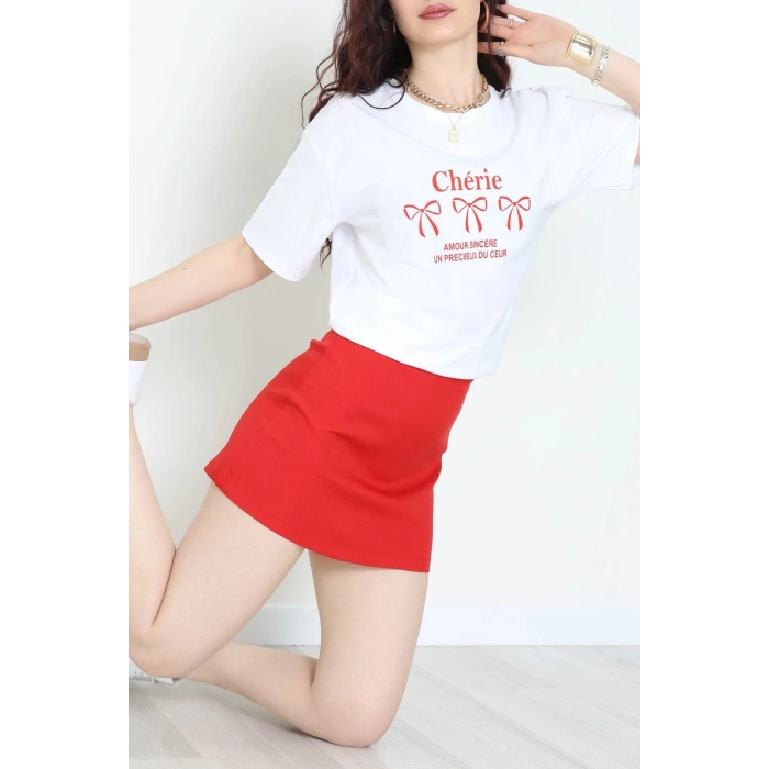 Suprem Baskılı Oversize Tişört Beyaz - 31883.1878.