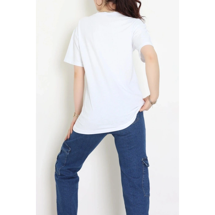 Suprem Baskılı Oversize Tişört Beyaz - 31887.1878.